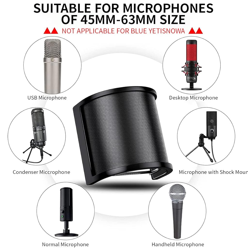 ZORBES Pop Filter, Double Layer Pop Filter for Microphone, Metal Mesh Filter for Condenser Mic, Compact Microphone Pop Shield Windscreen Cover for Recording Studio, YouTube Videos, Streaming, Podcast ZORBES Pop Filter, Double Layer Pop Filter for Microphone, Metal Mesh Filter for Condenser Mic, Compact Microphone Pop Shield Windscreen Cover for Recording Studio, YouTube Videos, Streaming, Podcast